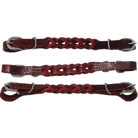 Horse Western Braided Latigo Leather Curb Strap Brass 403RT02LT