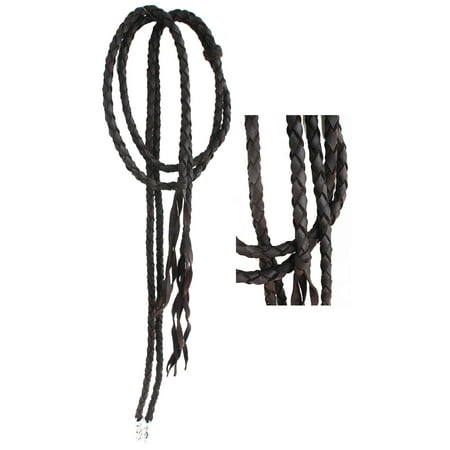 Horse Western Brown Leather Round Braided Latigo Roper Split Reins Brown 6651BR