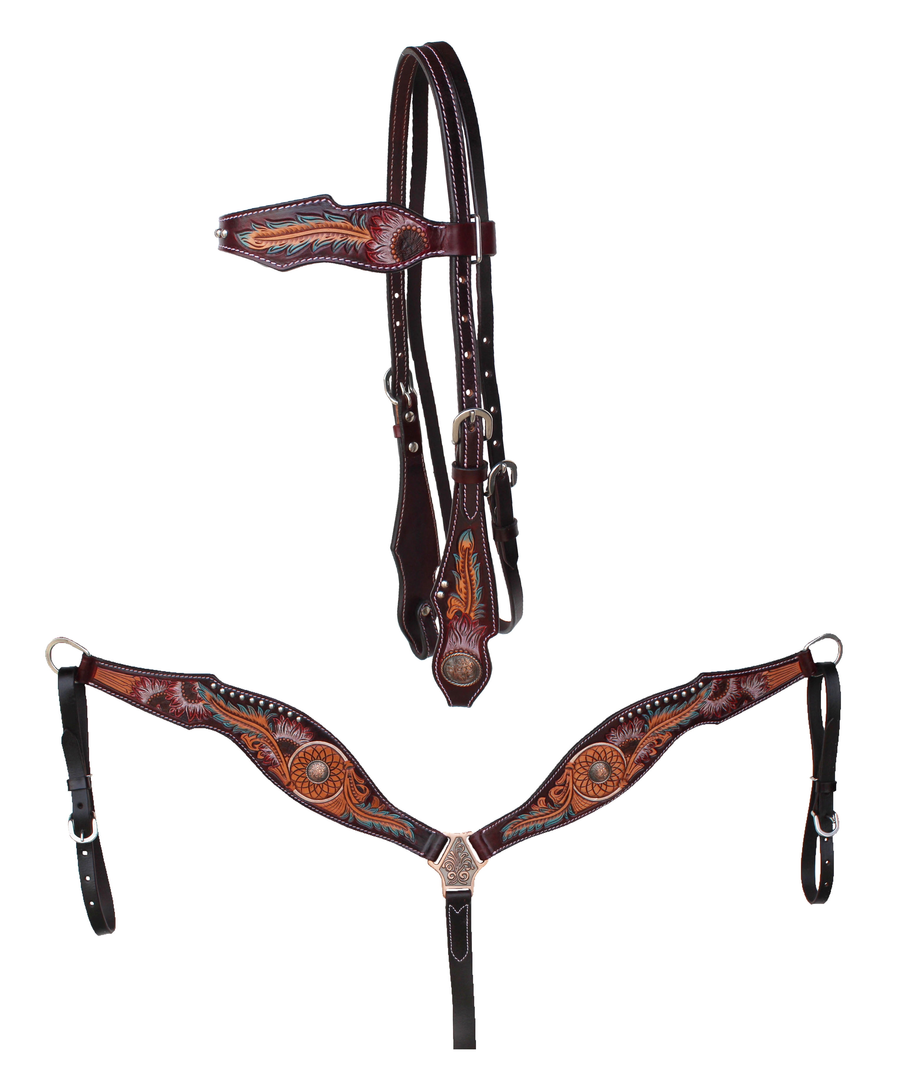 Horse Western Tack Floral Headstall Bride & Breast Col Tack
