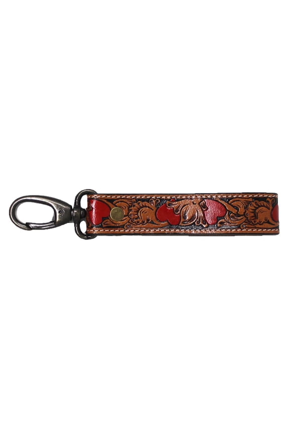 Horse Western Feather Tooled Handcrafted Leather Strap Keychain Key Fob Wristlet 19FK08HRT