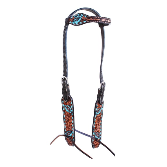 Horse Western Floral Tooled Laced One Ear Tack Bridle Headstall 78HR01HA