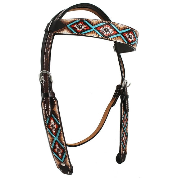Horse Western Floral Tooled Leather Browband Headstall Breast Collar Tack 78HR32B