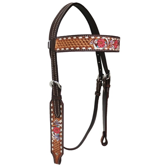 Horse Western Floral Tooled Leather Browband Headstall Breast Collar Tack 78HR33B