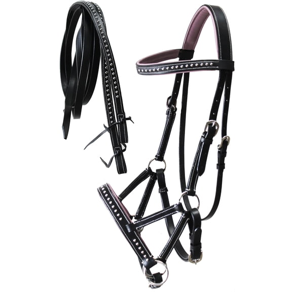 Horse Western Horse Western English Leather Bitless Sidepull Bridle Reins Purple 7708PR-F