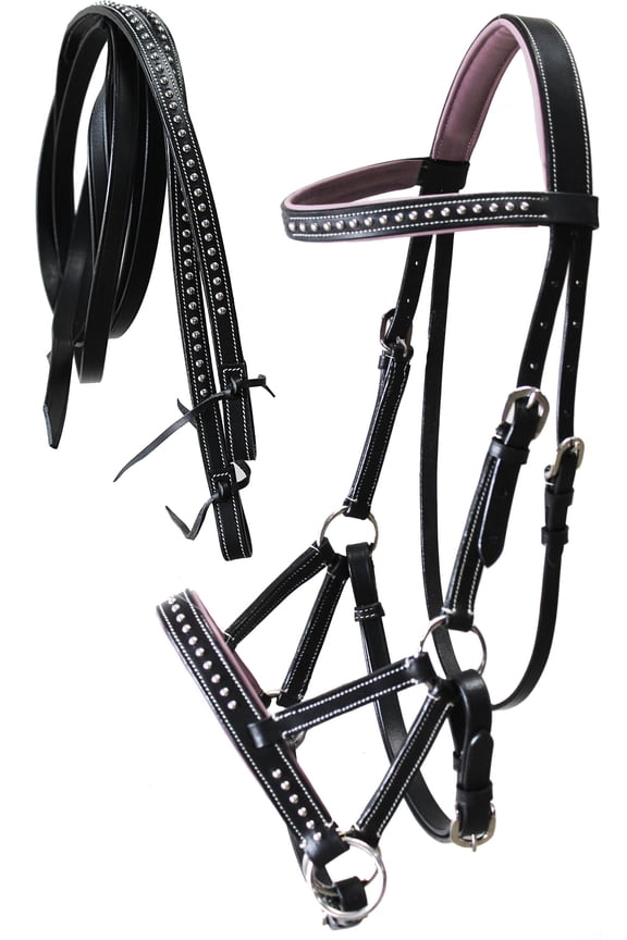 Horse Western Horse Western English Leather Bitless Sidepull Bridle Reins Purple 7708PR-F
