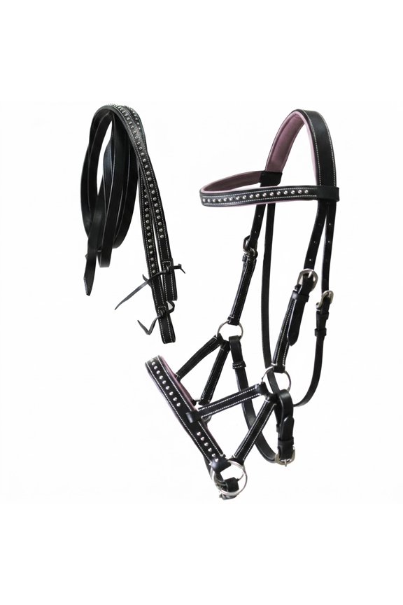 Horse Western Horse Western English Leather Bitless Sidepull Bridle Reins Purple 7708PR-F