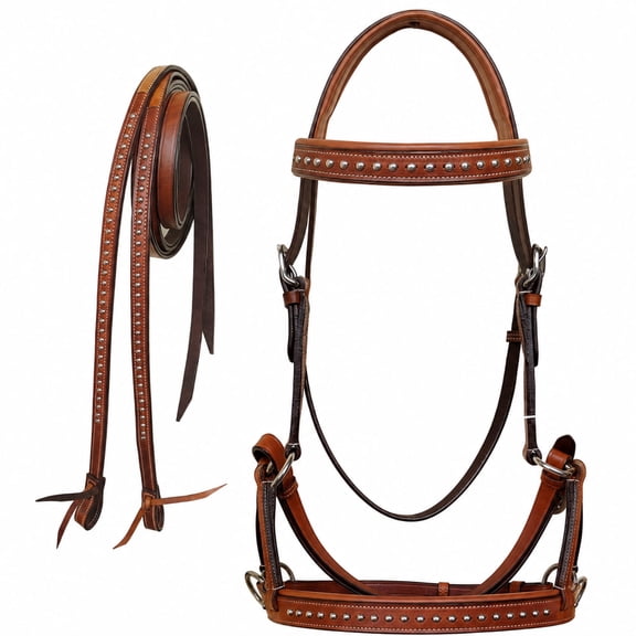Horse Western Horse Western English Leather Bitless Sidepull Bridle w/ Reins Tan 7708TNT-F