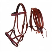 Horse Western Leather Beaded Bitless Sidepull Bridle Reins 77RS05RB-F
