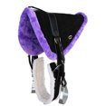 thumbnail image 1 of Horse Western Leather Fur Padded Bareback Saddle Pad Cinch Stirrups Black 39149, 1 of 2