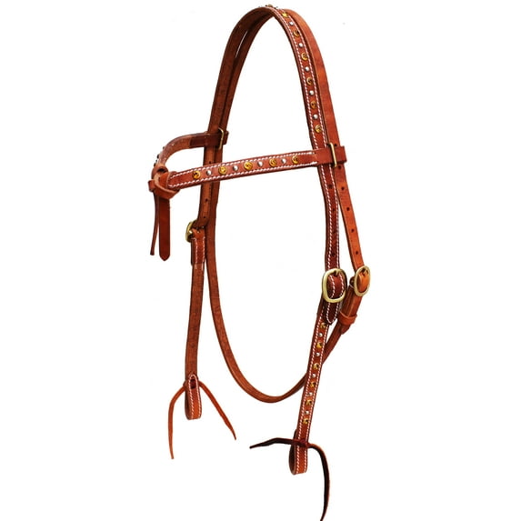 Horse Western Leather Horse USA Challenger Tack Knotted Bridle Orange Bling 78202OR