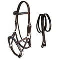 thumbnail image 1 of Horse Western Leather Tack Bitless Sidepull Bridle Reins Brown Turquoise 77RS07TR, 1 of 5