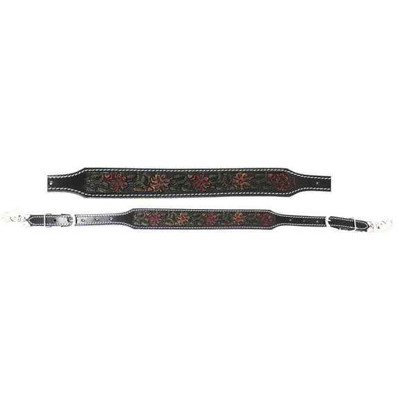 Horse Western Leather Tack Multicolored Floral Hand-tooled Design Adjustable Wither Breast Collar Strap 105FK17