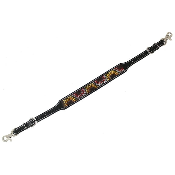 Horse Western Leather Tack Sunflower Tooled Adjustable Wither Strap 105FK20