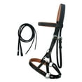 thumbnail image 1 of Horse Western Leather Training Tack Bitless Sidepull Bridle w/ Reins 7711TN-F, 1 of 2