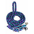 thumbnail image 1 of Horse Western Nylon Braided Roping Knotted Barrel Reins Purple-Turquoise 607244, 1 of 2