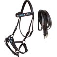 thumbnail image 1 of Horse Western Padded Leather Beaded Bitless Sidepull Bridle 77RT23BR-F, 1 of 1