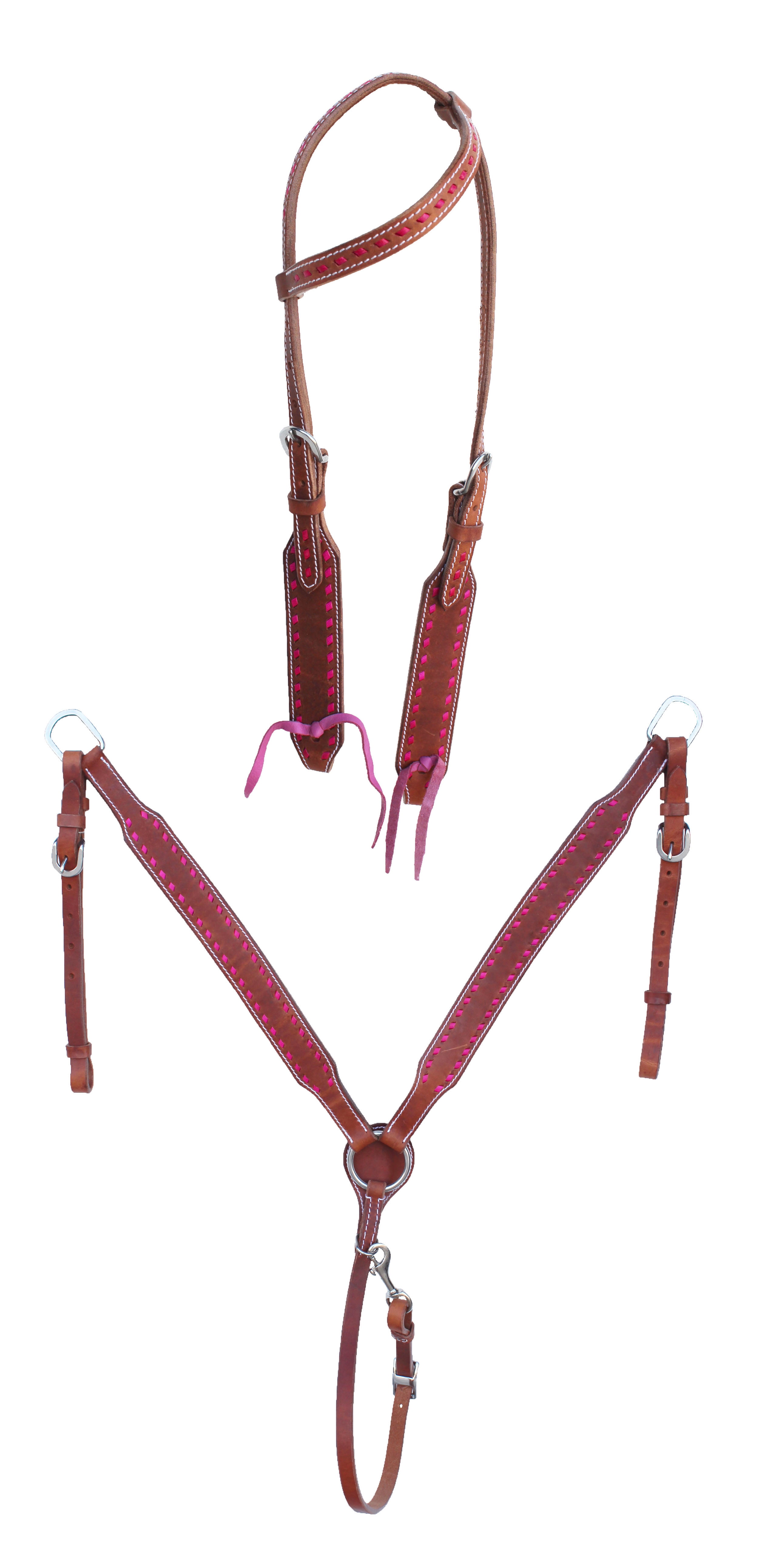 Elegant Cream Buckstitch Horse Breast Collar