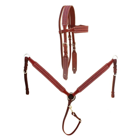 Horse Western Purple Buckstitch Browband Bridle & Breast Collar Tack Set 78AD07B