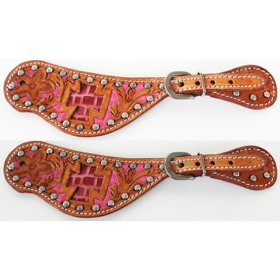 Horse Western Riding Cowboy Boots Leather Spur Straps Tack  7417