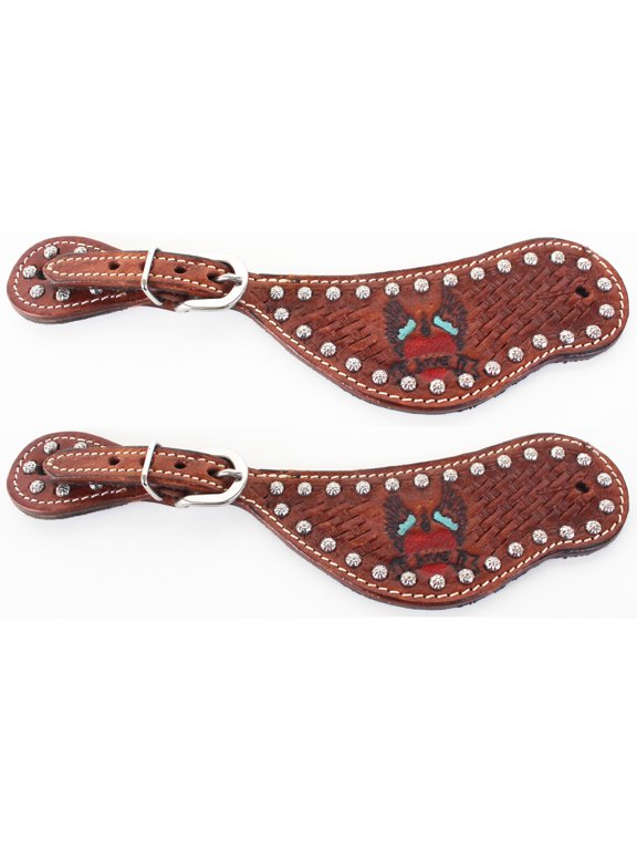 Horse Western Riding Cowboy Boots Leather Spur Straps Tack 7463