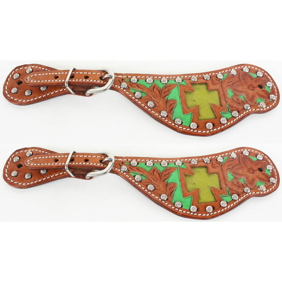 Horse Western Riding Cowboy Boots Leather Spur Straps Tack  7476
