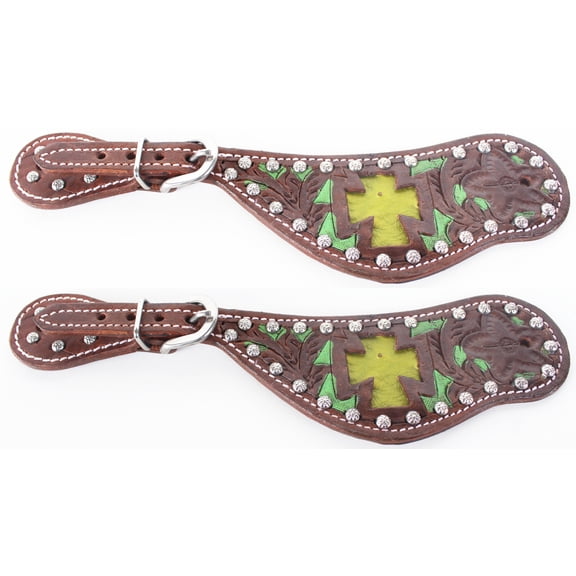 Horse Western Riding Cowboy Boots Leather Spur Straps Tack  7480