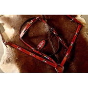 Horse Western Riding Leather Bridle Headstall Breast Collar Tack Pink 76123