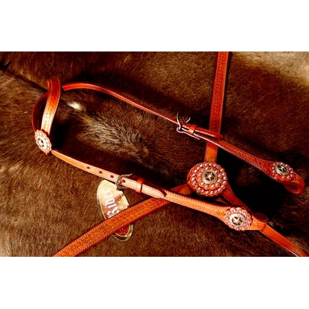 Horse Western Riding Leather Bridle Headstall Breast Collar Tack Pink 76132
