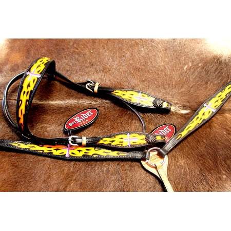 Horse Western Riding Leather Bridle Headstall Breast Collar Tack Pink 76165B