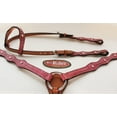 Horse Western Riding Leather Bridle Headstall Breast Collar Tack Pink
