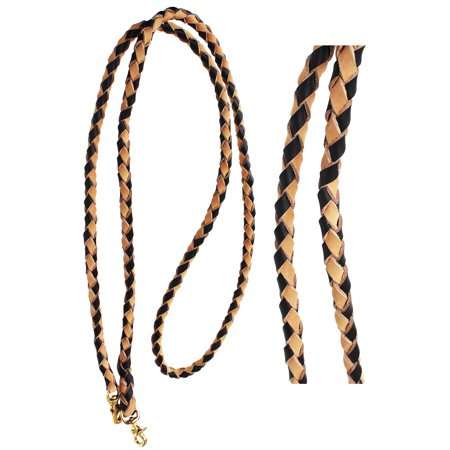 Horse Western Round Braided Leather Roper Reins Brass Tan 66RT03