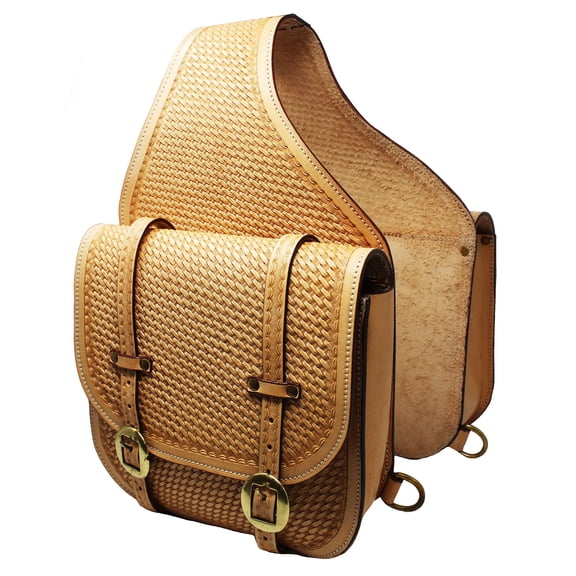 Horse Western Saddle Bag Heavy Duty Leather Cowboy Trail Ride Tan 102SD04TN