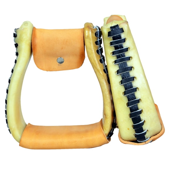 Hilason Horse Western Saddle Rawhide Leather Stirrups Pair