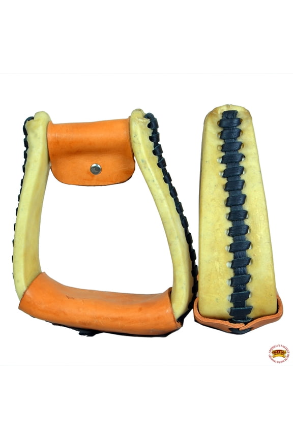 Horse Western Saddle Rawhide Leather Stirrups Pair