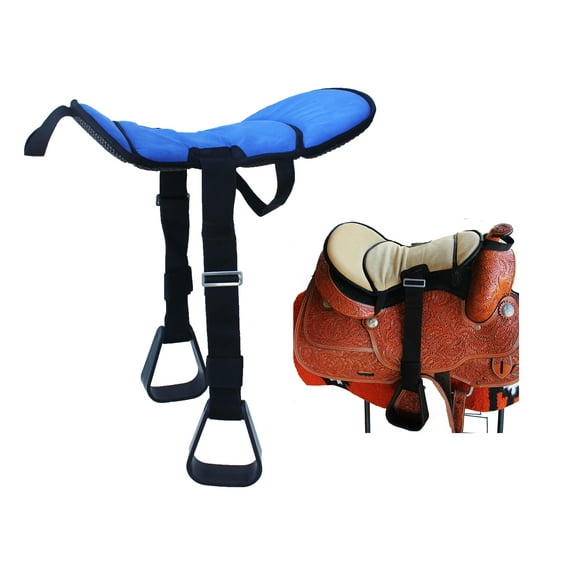 Horse Western Saddle Youth Neoprene Padded Seat Buddy Stirrups Blue 5138TS01RB