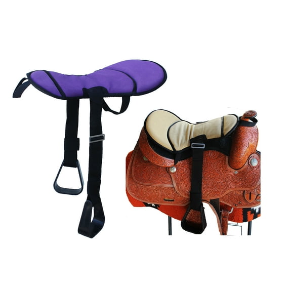Horse Western Saddle Youth Neoprene Padded Seat Buddy Stirrups Purple 5138TS01PR