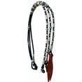 thumbnail image 1 of Horse Western Tack Black Leather Rawhide Romel Romal Reins Tooled Popper 66BT03, 1 of 2