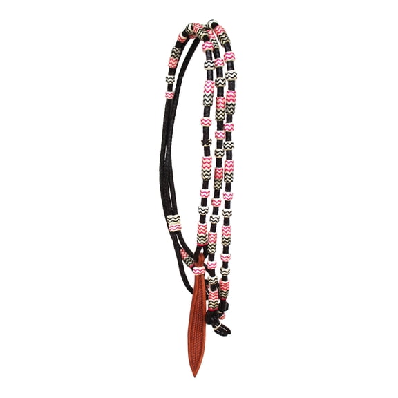 Horse Western Tack Brown Leather Pink Rawhide Rommel Romel Romal Reins 6687PK