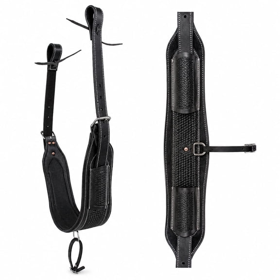 Horse Western Tooled Padded Leather Rear Flank Back Saddle Cinch Billets 9782BK