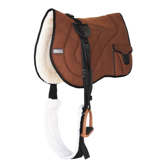 Horse Western Trail Fleece Padded Adjustable Bareback Saddle Pad Brown 39193BR