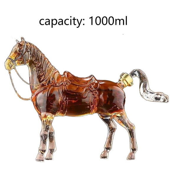 Horse Decanter,1000ML Horse Design Decanter, Horse Shaped Zodiac Glass Liquor Bottle, Leak-Proof Liquor Dispenser for Home Bar, for Drinker/ Lovers