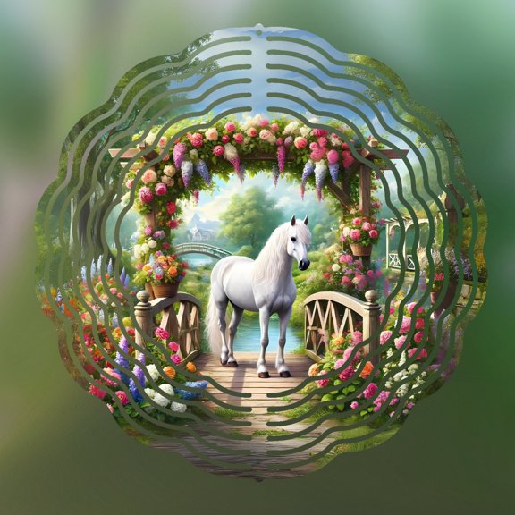 Horse Wind Spinner 10 Inch Metal Double-Sided Rotating Wind Spinner - Vibrant Design for Garden Outdoor Decor, Patio Yard Art, Durable Aluminum, Rotating