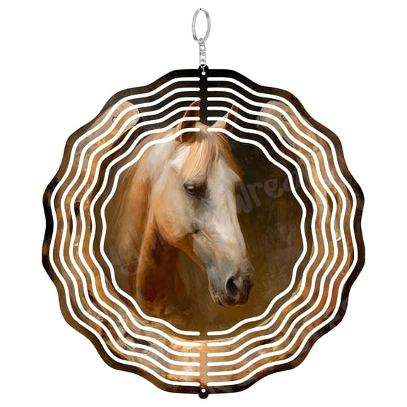 Horse Wind Spinner Metal Outdoor Decor Equestrian Rustic Art Bronze Gold