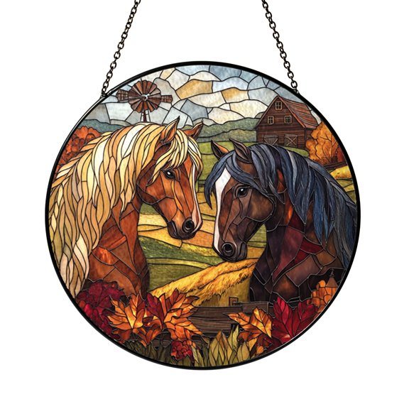 Horse Window Stained Glass Suncatcher, Handmade Equestrian Home Decor Gift