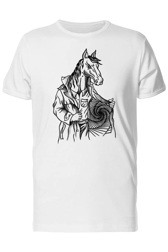 Horse With A Cloak Hand Drawn T-Shirt Men -Image by Shutterstock, Male x-Large