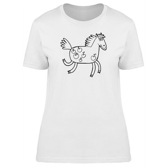 Horse With Apple Patterns T-Shirt Women -Image by Shutterstock, Female XX-Large