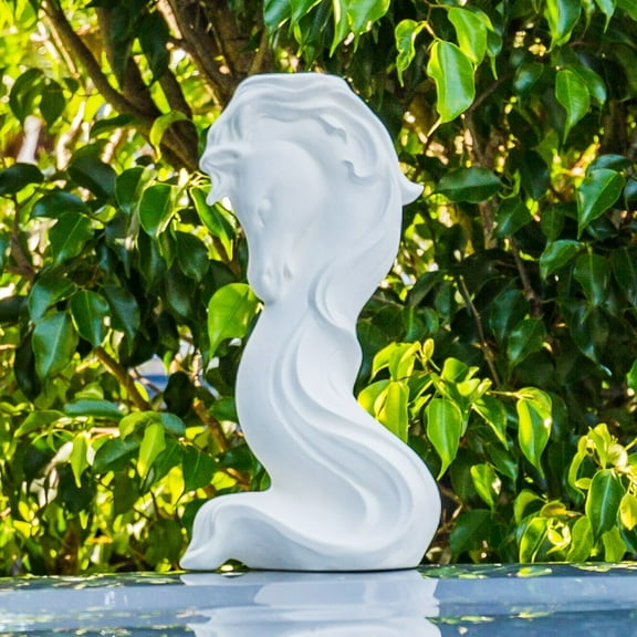 Horse With Hair Pillar Candle Holder 7.6" Ceramic Bisque Ready To Paint Pottery