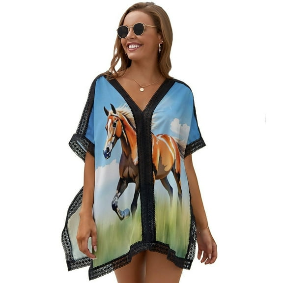 Horse Women's Swimsuit Coverup Summer Beach Cover Up Bathing Suit Dress