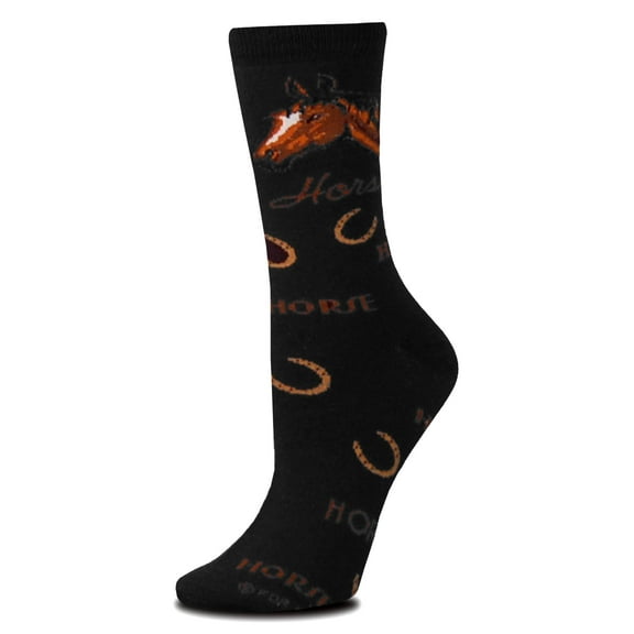 Horse Words Black Medium Socks