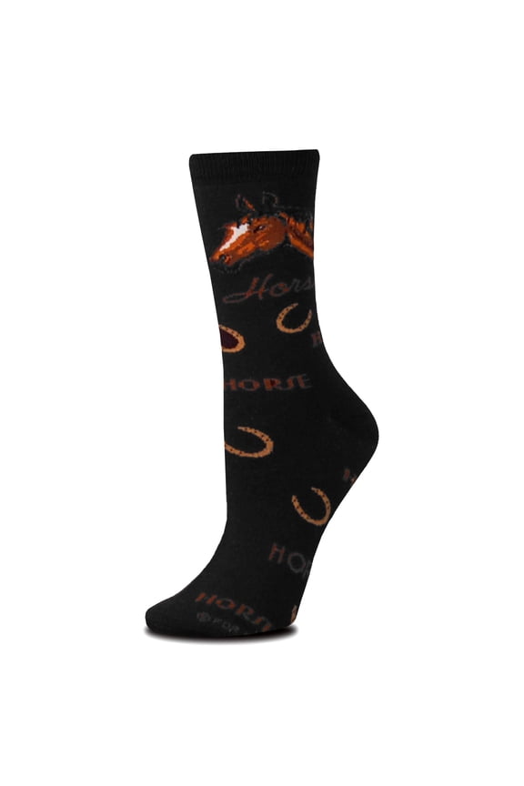 Horse Words Black Medium Socks
